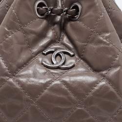 Pre Owned Chanel Taupe Leather Small Gabrielle Backpack