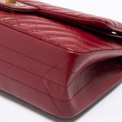 Pre Owned حقيبة شانيل ريسو 2.55 كلاسيك 225 جلد مجعد مبطن أحمر بقلاب