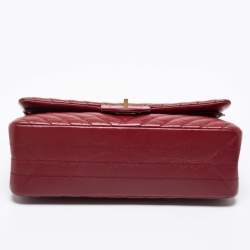 Pre Owned حقيبة شانيل ريسو 2.55 كلاسيك 225 جلد مجعد مبطن أحمر بقلاب