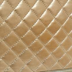 Pre Owned حقيبة شانيل بوي جلد مبطن فضي/ذهبي ميتاليك بقلاب متوسطة