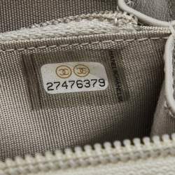 Pre Owned Chanel Grey Quilted Caviar Leather Boy Zip Around Wallet