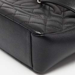 Pre Owned حقيبة يد شانيل شوبر بيتيت جلد كافايار مبطن سوداء 