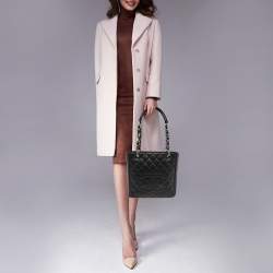 Pre Owned حقيبة يد شانيل شوبر بيتيت جلد كافايار مبطن سوداء 