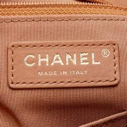 Pre Owned Chanel Brown Quilted Leather CC Lock Drawstring Bucket Bag