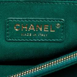 Pre Owned Chanel Green Caviar Leather Medium Coco Top Handle Bag
