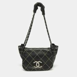 CHANEL Accordion Flap Calfskin Diamond Stitch Shoulder Bag Brown