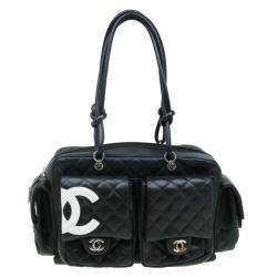 Chanel Black Quilted Leather Ligne Cambon Reporter Bag Chanel