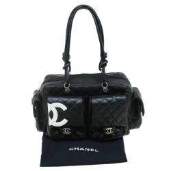مملوكة مسبقًا Chanel Black Quilted Leather Ligne Cambon Reporter Bag