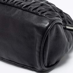 Pre Owned حقيبة شانيل جلد مثقب بطيات أسود بسلسلة