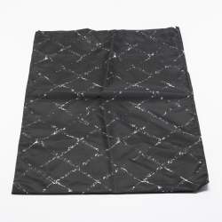 Pre Owned Chanel Black/White Quilted Print Nylon Travel Line Duffel Bag