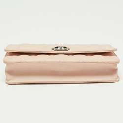Pre Owned Chanel Blush Pink Quilted Leather Boy Wallet On chain