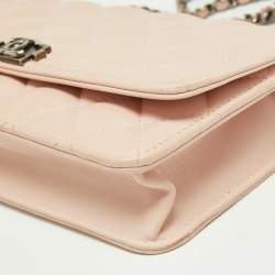 Pre Owned Chanel Blush Pink Quilted Leather Boy Wallet On chain