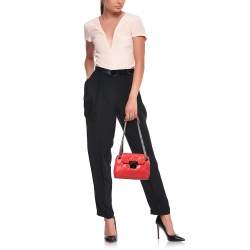 Pre Owned Chanel Red Quilted Caviar Leather Mini Accordion Flap Bag