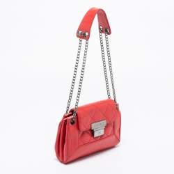 Pre Owned Chanel Red Quilted Caviar Leather Mini Accordion Flap Bag
