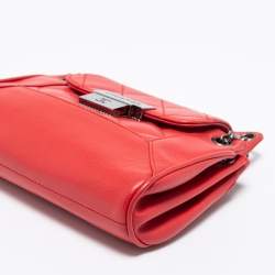 Pre Owned Chanel Red Quilted Caviar Leather Mini Accordion Flap Bag