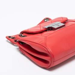 Pre Owned Chanel Red Quilted Caviar Leather Mini Accordion Flap Bag
