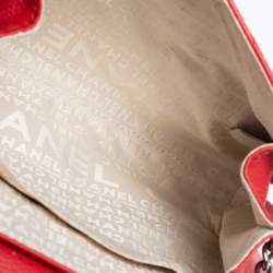 Pre Owned Chanel Red Quilted Caviar Leather Mini Accordion Flap Bag
