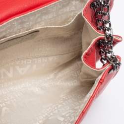 Pre Owned Chanel Red Quilted Caviar Leather Mini Accordion Flap Bag