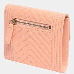 Pre Owned Chanel Pink Leather chevron Boy Wallet