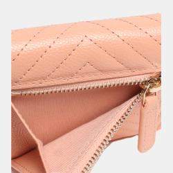 Pre Owned Chanel Pink Leather chevron Boy Wallet