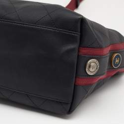Pre Owned Chanel Black Quilted Leather Button Up Hobo
