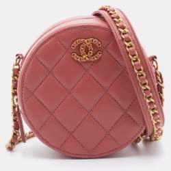 Chanel Rose Pink Quilted Leather 19 Round Chain Bag Chanel