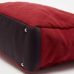 مملوكة مسبقًا حقيبة يد توتس شانيل بياريتز كانفاس بني/أحمر 