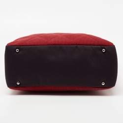 مملوكة مسبقًا حقيبة يد توتس شانيل بياريتز كانفاس بني/أحمر 