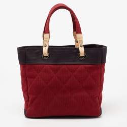 مملوكة مسبقًا حقيبة يد توتس شانيل بياريتز كان فاس بني/أحمر 