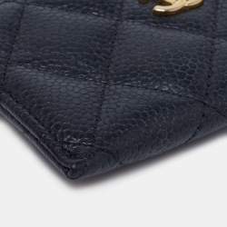 Pre Owned Chanel Black Quilted Caviar Leather Classic Card Holder
