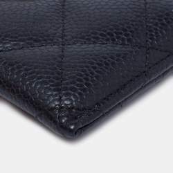 Pre Owned Chanel Black Quilted Caviar Leather Classic Card Holder