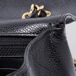 Pre Owned Chanel Black Quilted Caviar Leather Maxi Classic Single Flap Bag