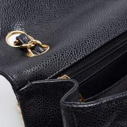 Pre Owned Chanel Black Quilted Caviar Leather Maxi Classic Single Flap Bag