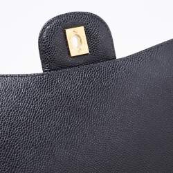 Pre Owned Chanel Black Quilted Caviar Leather Maxi Classic Single Flap Bag