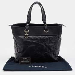 Pre Owned حقيبة شانيل باريس بيارريتز كانفاس مقوى مبطنة سوداء