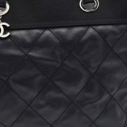 Pre Owned حقيبة شانيل باريس بيارريتز كانفاس مقوى مبطنة سوداء