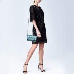 Chanel Teal Quilted Leather Wallet on Chain