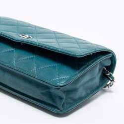 Chanel Teal Quilted Leather Wallet on Chain
