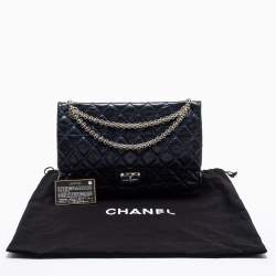 Pre Owned Chanel Navy Blue Quilted Leather Reissue 2.55 Classic 227 Double Flap Bag
