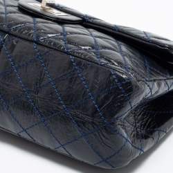 Pre Owned Chanel Navy Blue Quilted Leather Reissue 2.55 Classic 227 Double Flap Bag