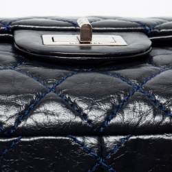 Pre Owned Chanel Navy Blue Quilted Leather Reissue 2.55 Classic 227 Double Flap Bag