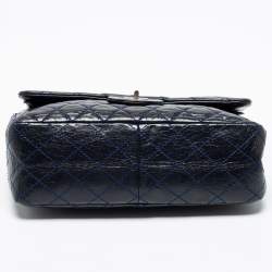 Pre Owned Chanel Navy Blue Quilted Leather Reissue 2.55 Classic 227 Double Flap Bag