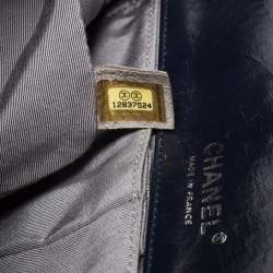 Pre Owned Chanel Navy Blue Quilted Leather Reissue 2.55 Classic 227 Double Flap Bag