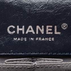 Pre Owned Chanel Navy Blue Quilted Leather Reissue 2.55 Classic 227 Double Flap Bag