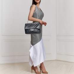 Pre Owned Chanel Navy Blue Quilted Leather Reissue 2.55 Classic 227 Double Flap Bag