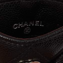 مملوكة مسبقًا Chanel Black Quilted Leather Infinity Lanyard ID Card Holder
