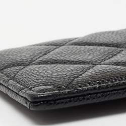 مملوكة مسبقًا Chanel Black Quilted Leather Infinity Lanyard ID Card Holder