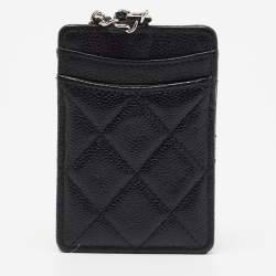 مملوكة مسبقًا Chanel Black Quilted Leather Infinity Lanyard ID Card Holder