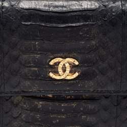 Chanel Black Python Leather Continental Wallet