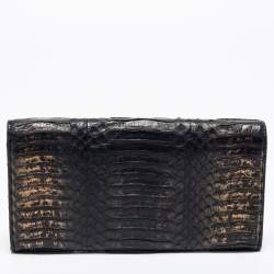 Chanel Black Python Leather Continental Wallet